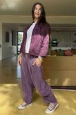 Cabbage Rose Cotton Quilted Jacket Aubergine